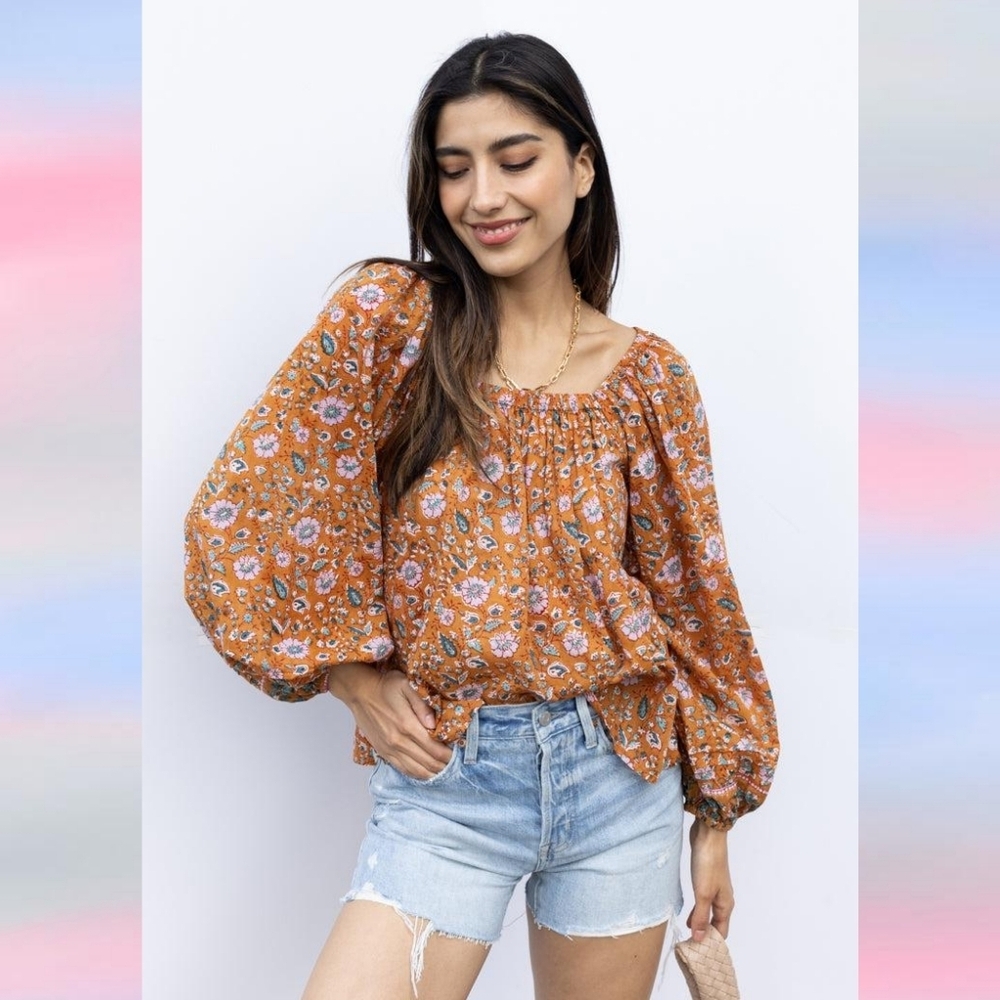 Cleobella Shania Blouse in Terracotta Floral